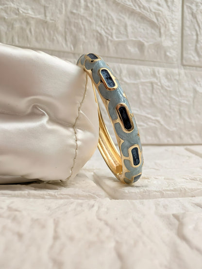 Aurelia Link Enamel Kada - Powder Blue Navy