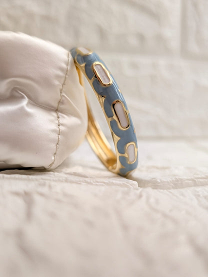 Aurelia Link Enamel Kada - Slate Blue Ivory