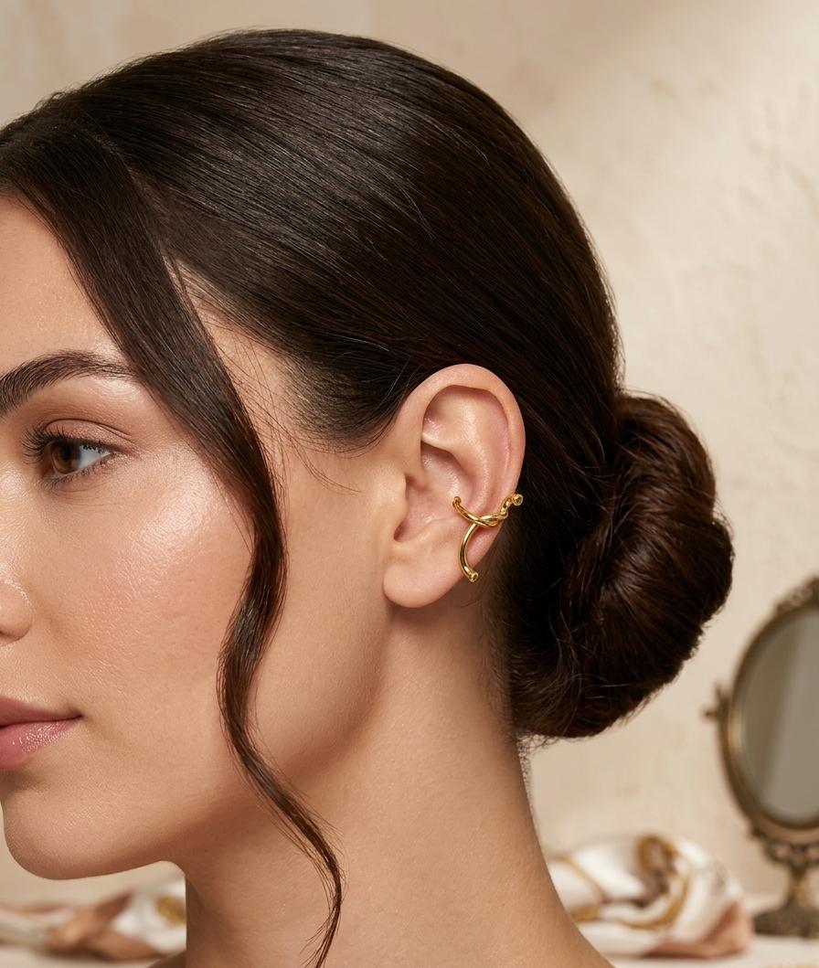 Women Golden Statement Earcuff (Pressed) (Single Ear) - Nimé By Shop Trendys