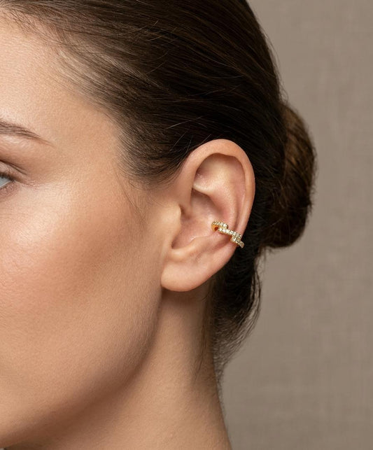 Women Golden ZigZag Diamond Earcuff (Pressed) (Single Ear) - Nimé By Shop Trendys