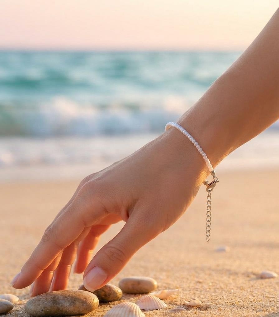 White seed bead beach bracelet