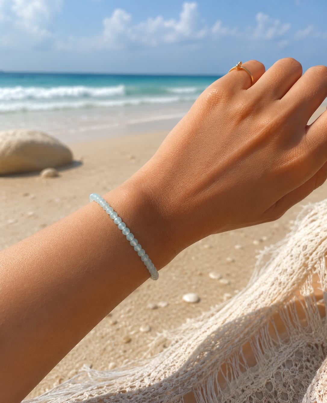 Icy blue beaded bracelet
