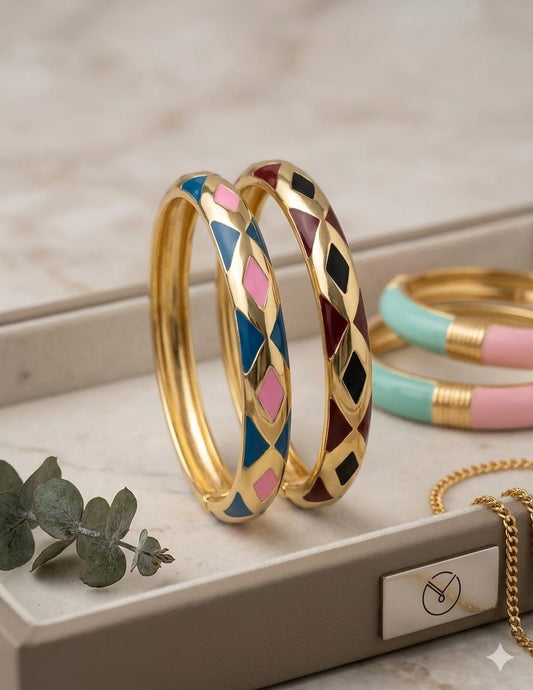 Criss Cross Colorful Enamel Kada - Nimé By Shop Trendys