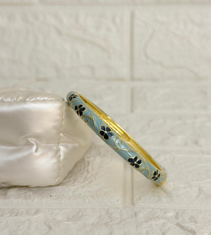 Blossom Vine Enamel Kada - Aqua Navy