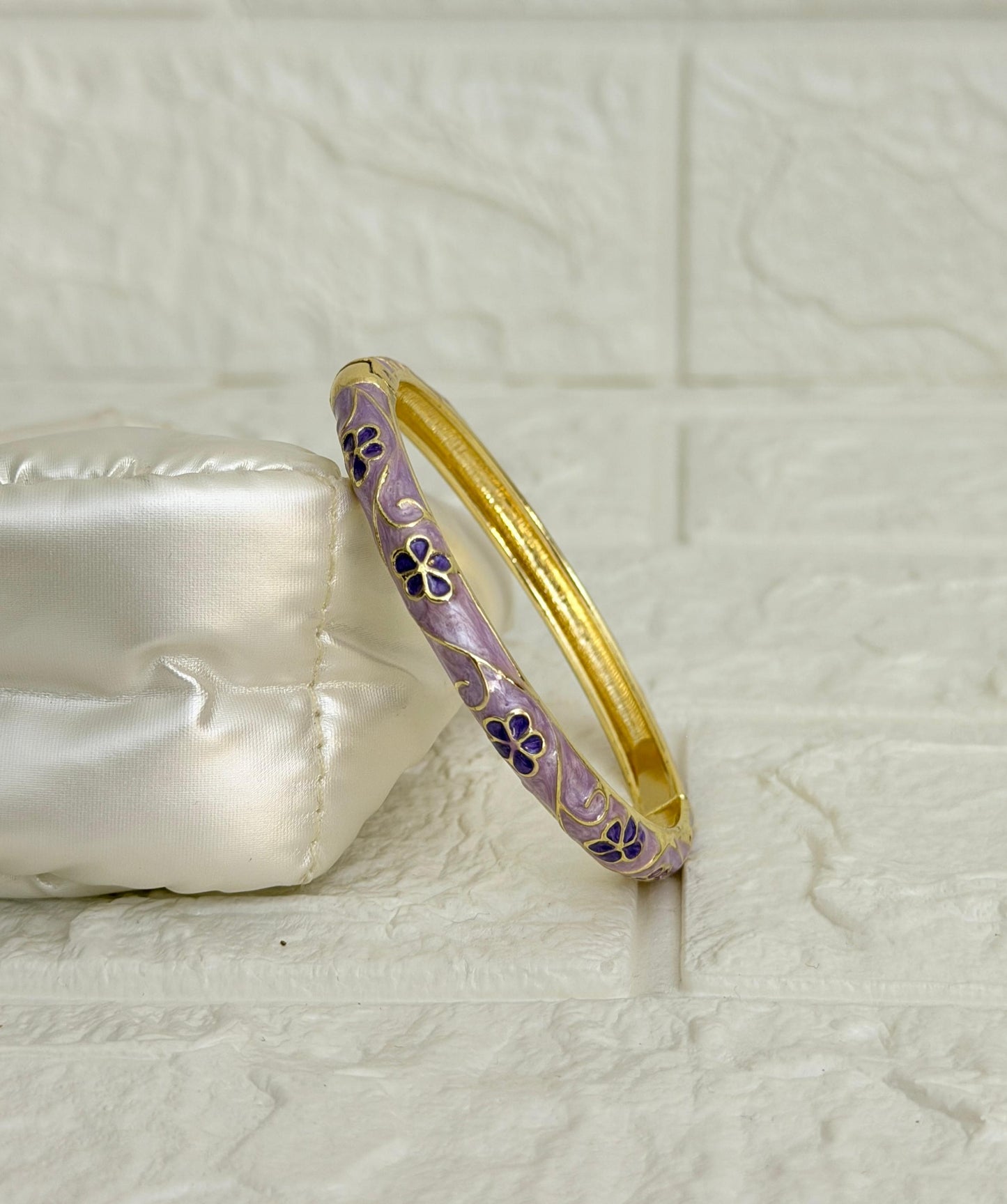 Blossom Vine Enamel Kada - Lavender Purple