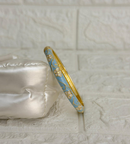 Blossom Vine Enamel Kada - Sky Blue Blush