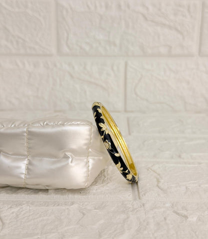 Botanical Enamel Kada - Black Gold