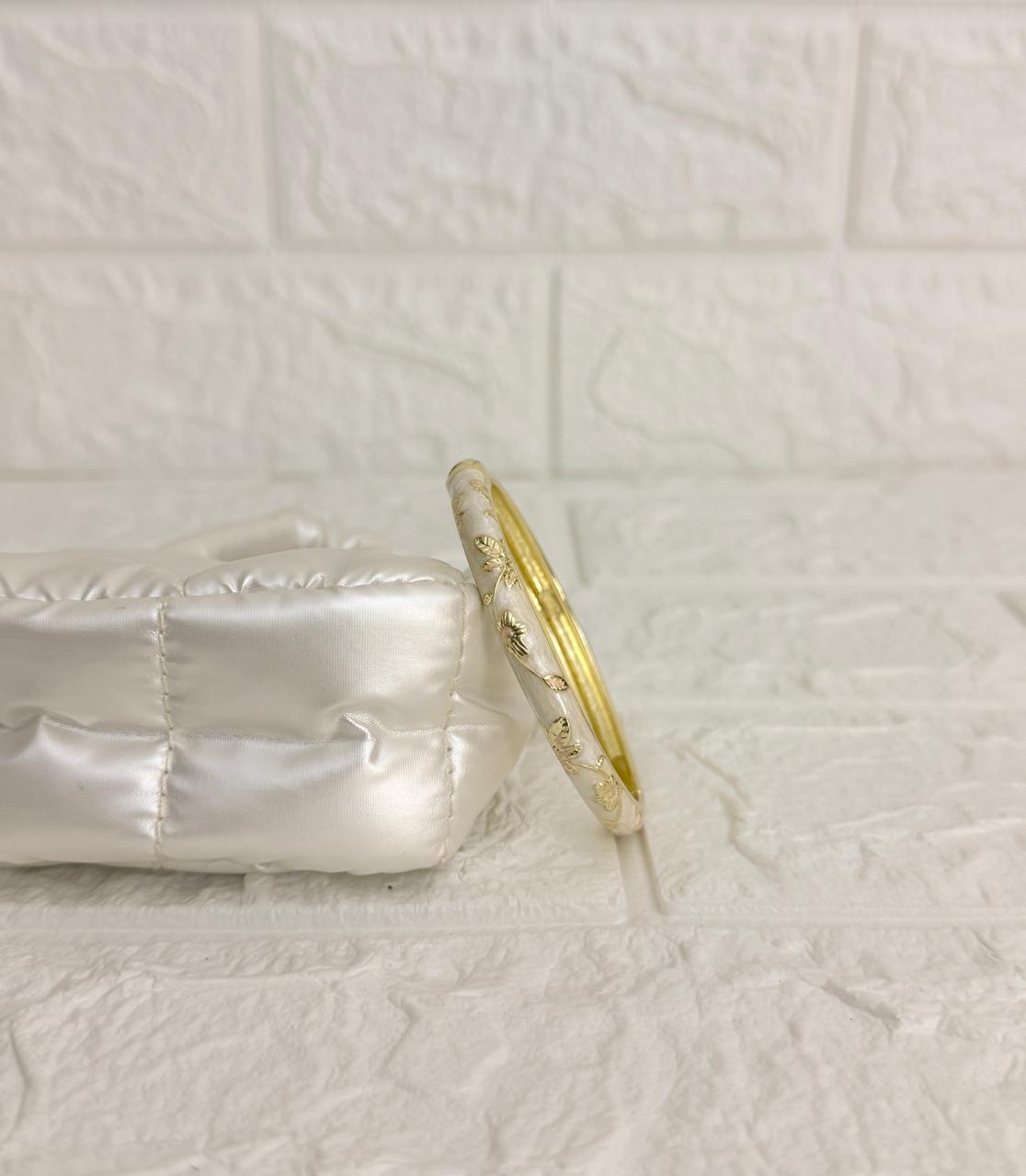 Botanical Enamel Kada - Pearl Ivory