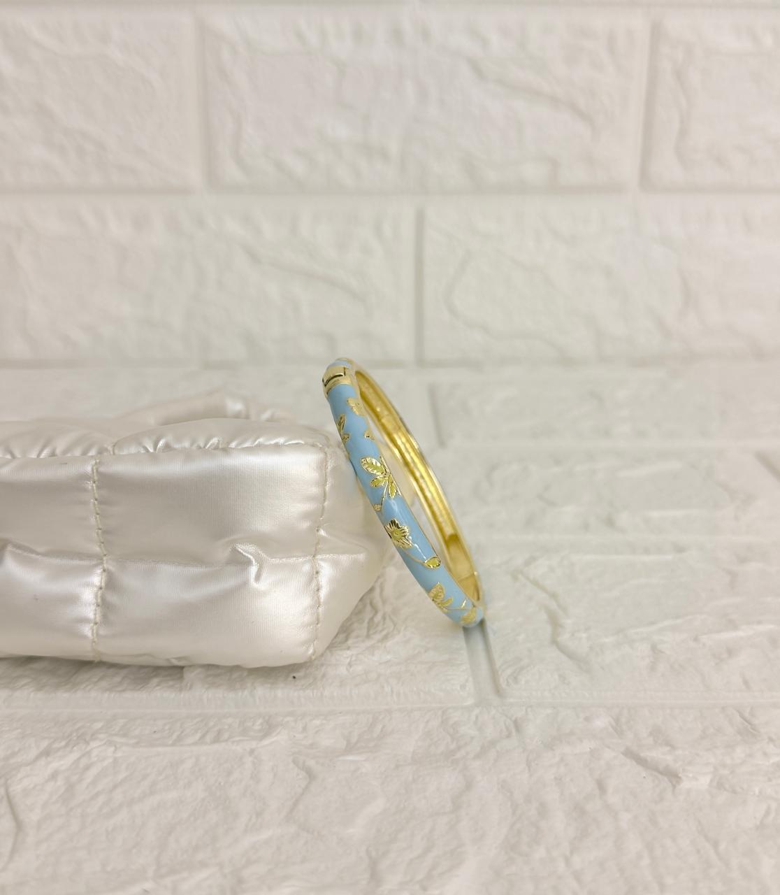 Botanical Enamel Kada - Sky Blue