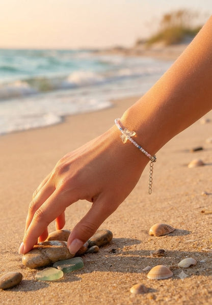 Crystal Butterfly Bead Bracelet