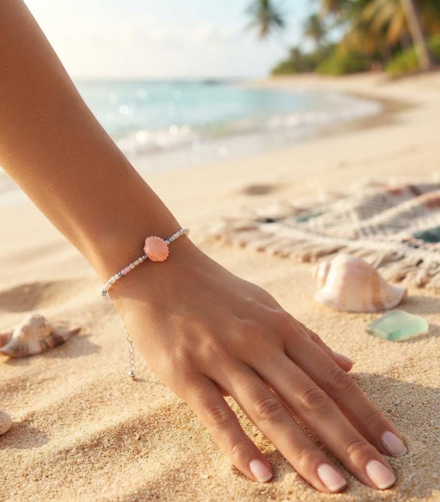 Peach Shell Bead Bracelet