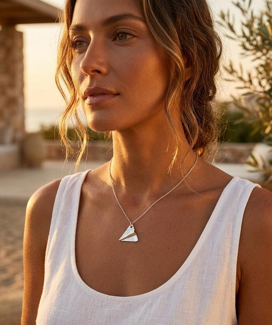 Women Origami Plane Dainty Necklace - Nimé By Shop Trendys