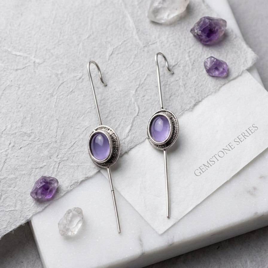 German Silver Stone Earcuff Earrings - Nimé By Shop Trendys