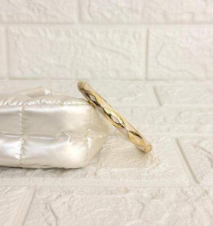 Diamond Weave Enamel Kada - Ivory Pearl