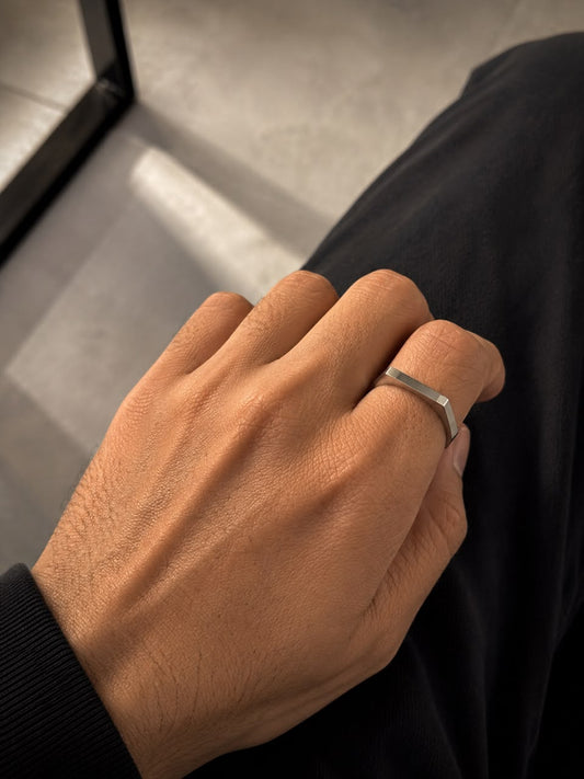 Men Silver Plain Band Ring