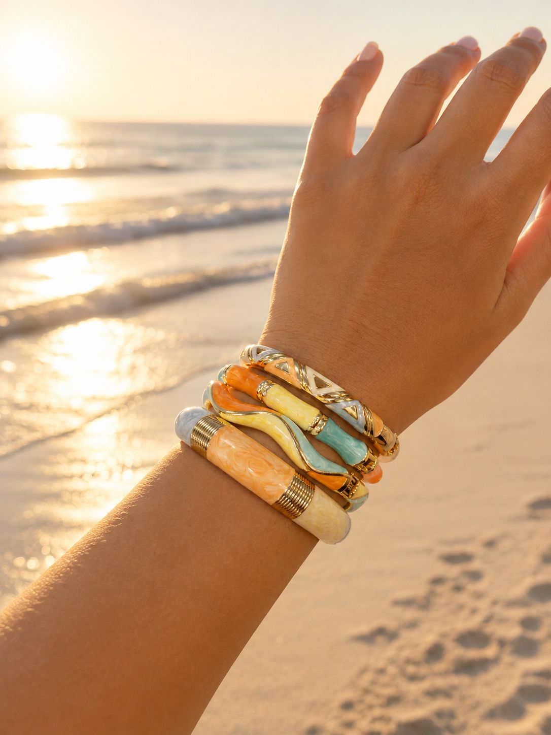 Women’s Designer Enamel Kada Stack of 4 - Sunset Multicolor
