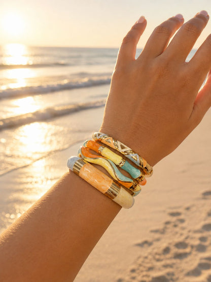 Women’s Designer Enamel Kada Stack of 4 - Sunset Multicolor