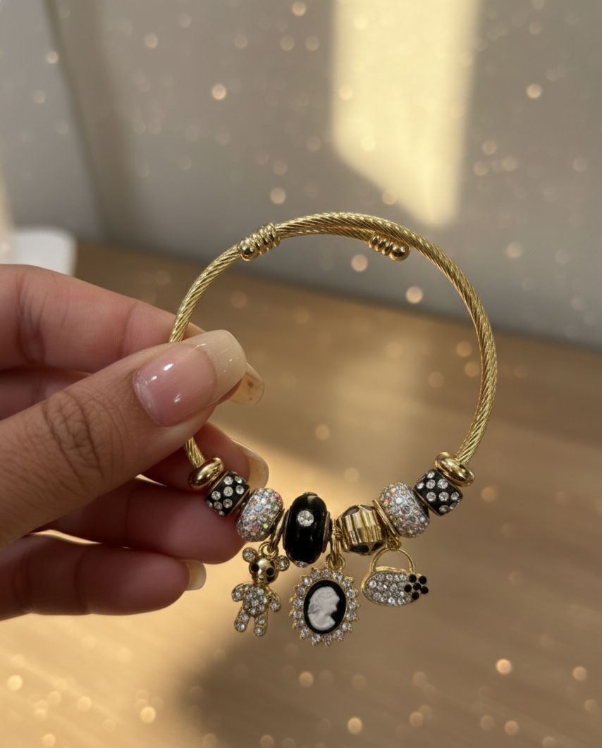 Golden Black Teddy Pandora Bracelet