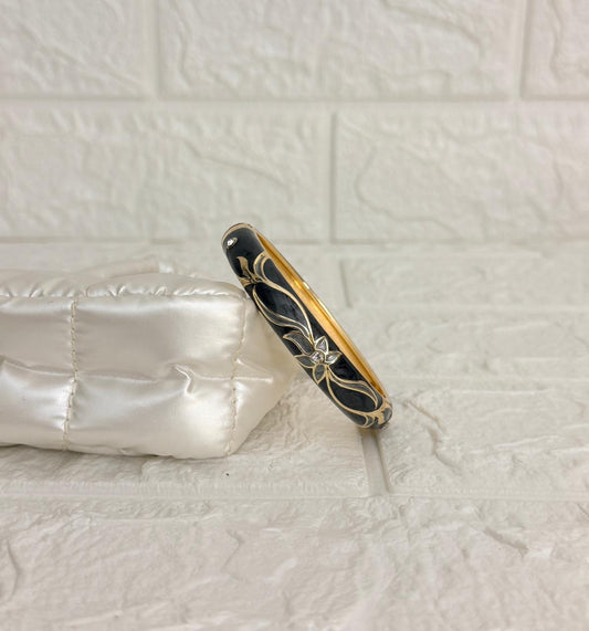 Floral Enamel Kada - Black