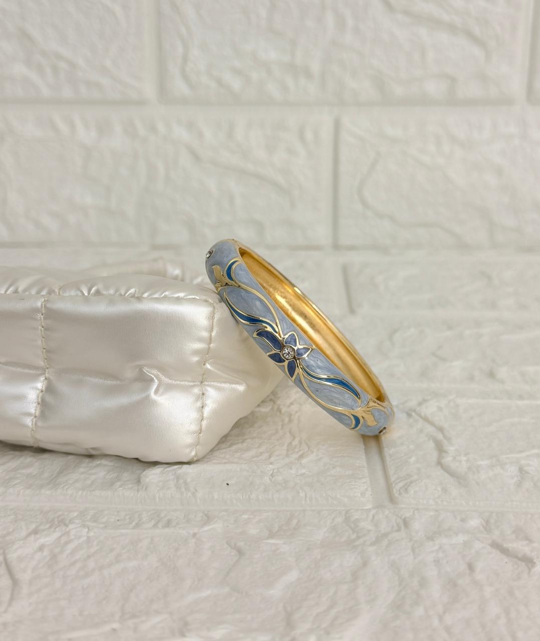 Floral Enamel Kada - Dusty Blue