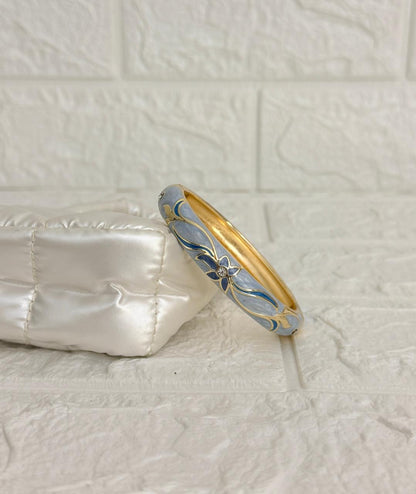 Floral Enamel Kada - Dusty Blue
