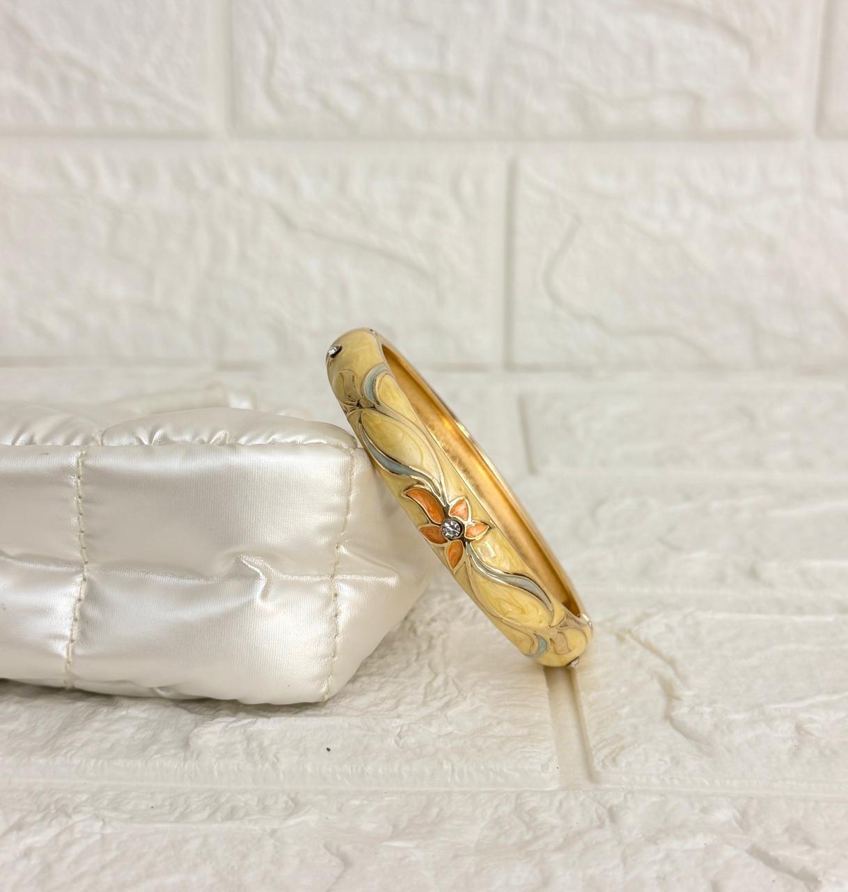 Floral Enamel Kada - Yellow Orange