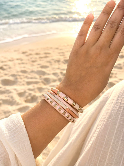 Women’s Geometric Enamel Kada Stack of 3 - Blush Pink