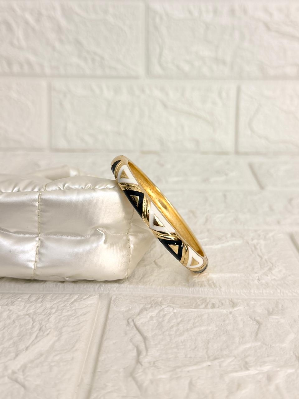 Geometric Enamel Kada - Black Ivory