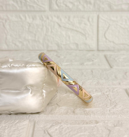 Geometric Enamel Kada - Pastel Lilac Blue Peach