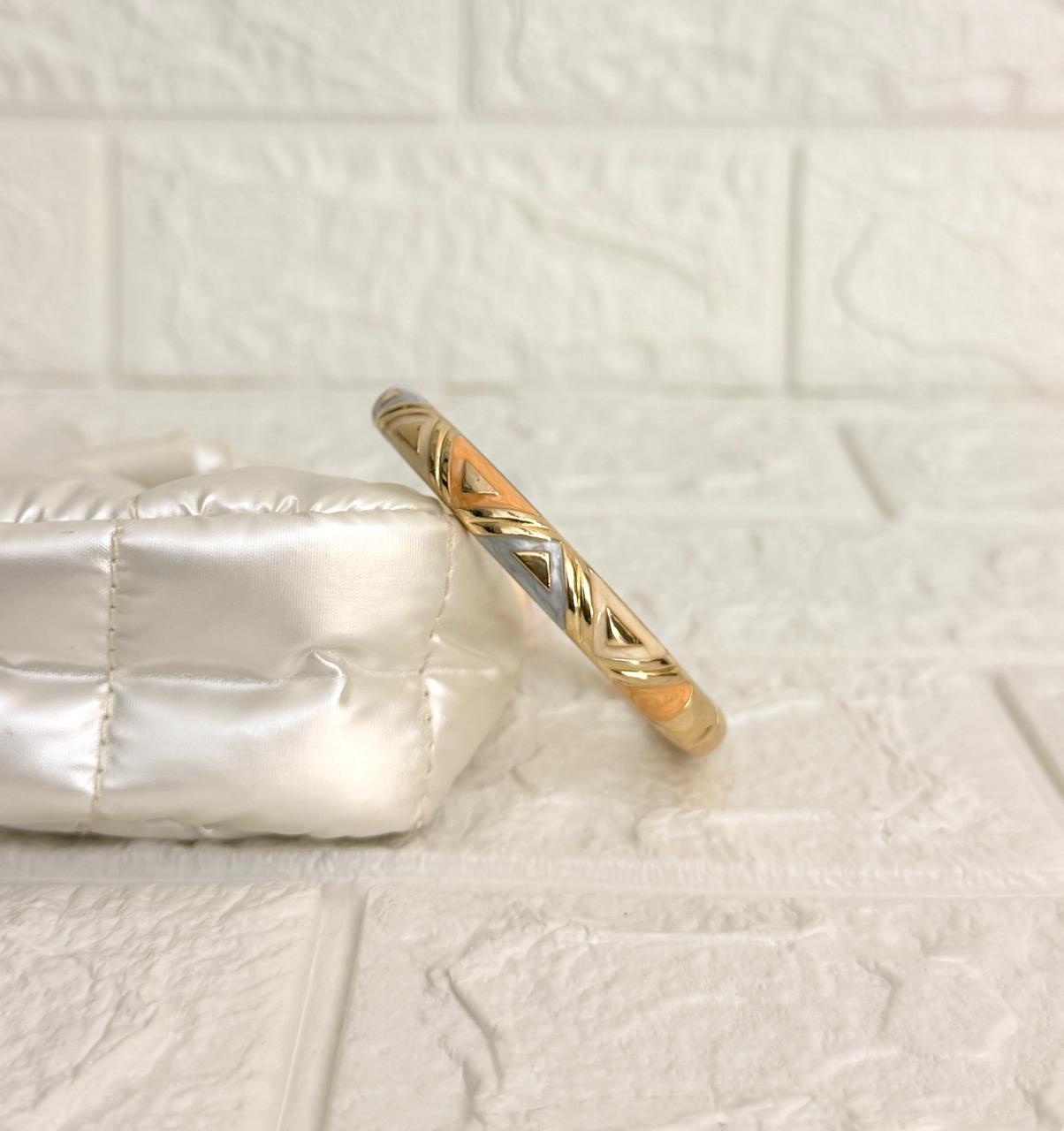 Geometric Enamel Kada - Peach Grey Ivory