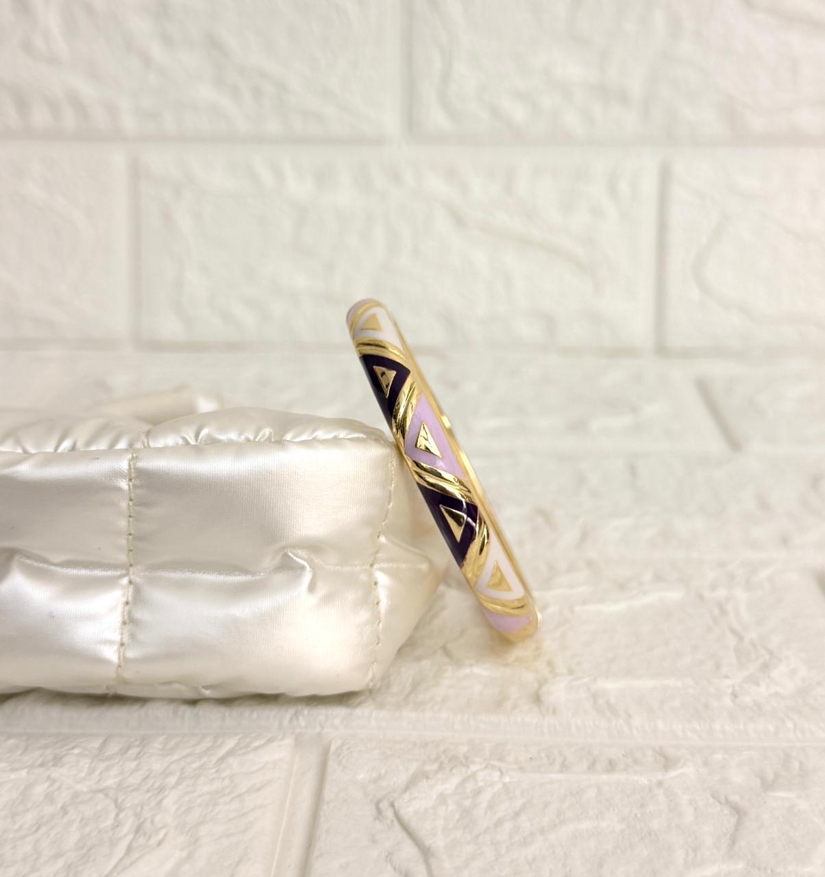 Geometric Enamel Kada - Purple Lilac Ivory