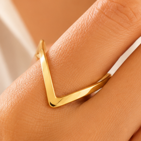 Gold chevron anti-tarnish ring