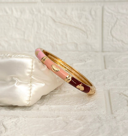 Heart Accent Enamel Kada - Blush Pink Burgundy