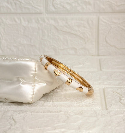 Heart Accent Enamel Kada - Classic White