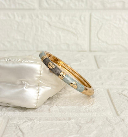 Heart Accent Enamel Kada - Grey Aqua White