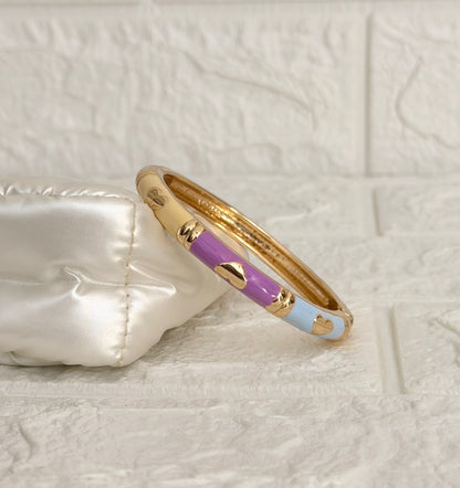 Heart Accent Enamel Kada - Lilac Yellow Blue