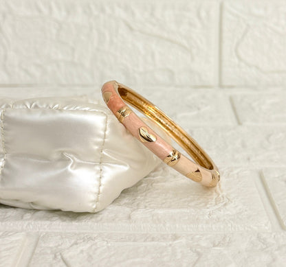 Heart Accent Enamel Kada - Peach Blush Ivory