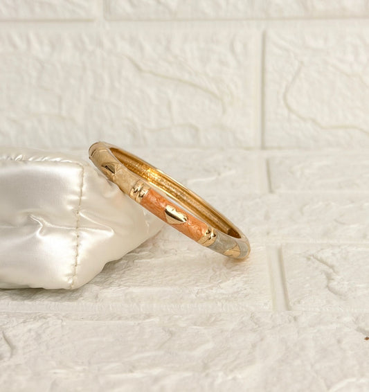 Heart Accent Enamel Kada - Peach Ivory Grey