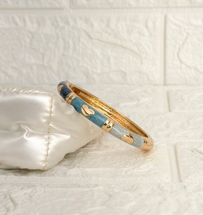 Heart Accent Enamel Kada - Teal Navy Aqua
