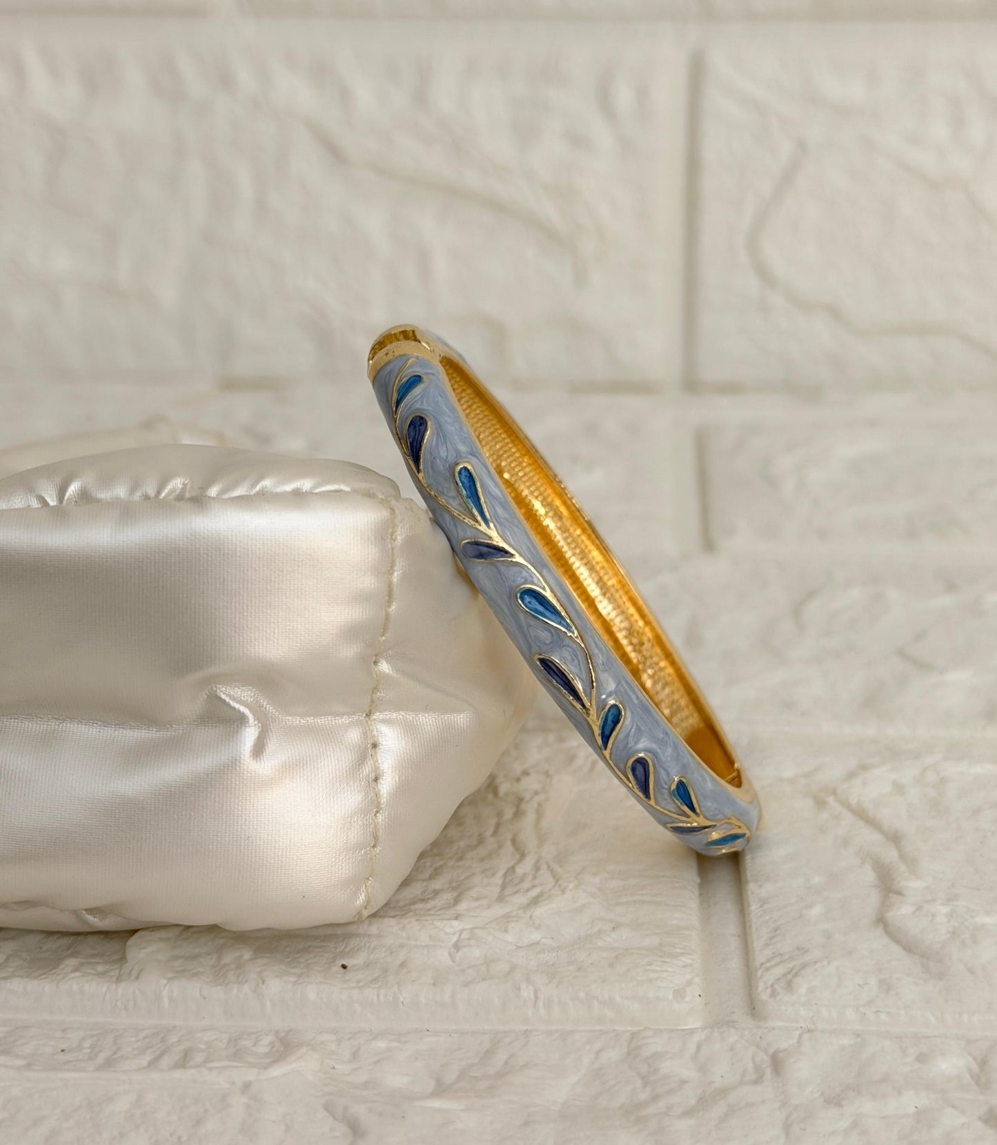 Leaf Vine Enamel Kada - Dusty Blue Navy