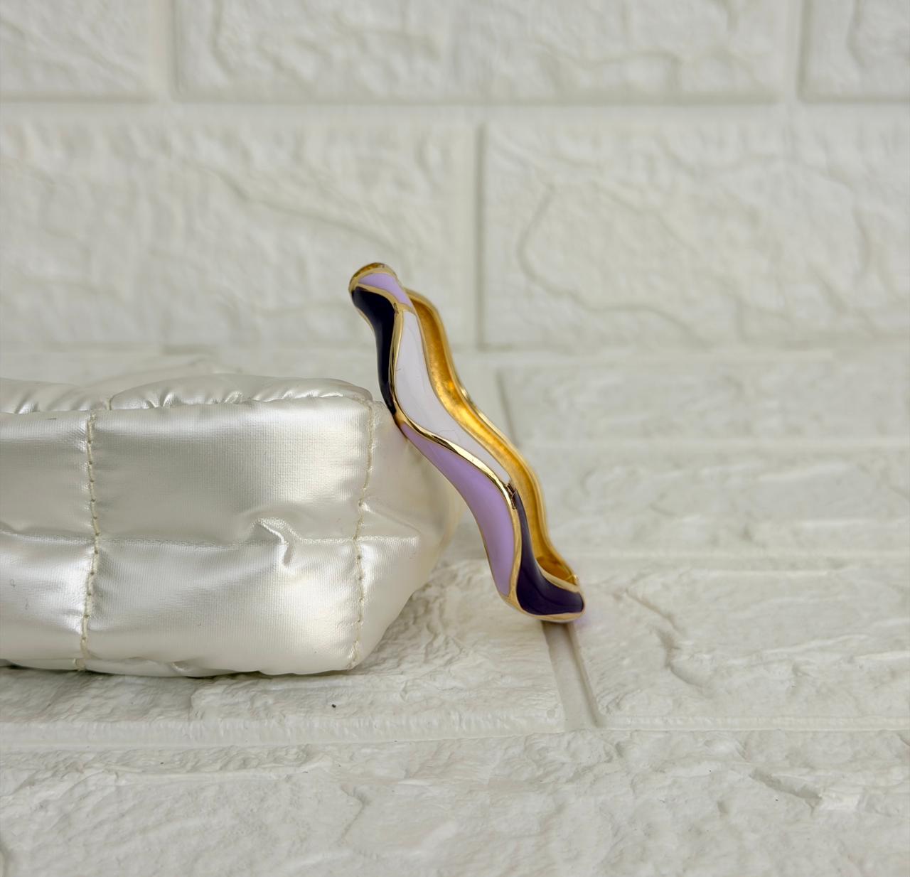 Leher Wave Enamel Kada - Lavender Purple Ivory