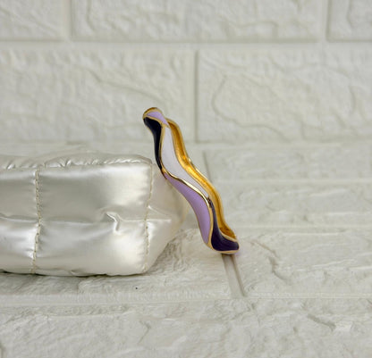 Leher Wave Enamel Kada - Lavender Purple Ivory