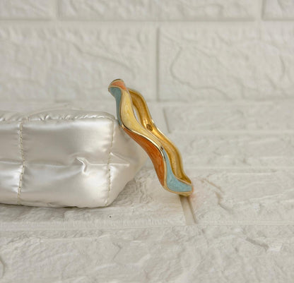 Leher Wave Enamel Kada - Orange Mint Yellow