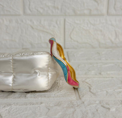 Leher Wave Enamel Kada - Pink Aqua Ivory