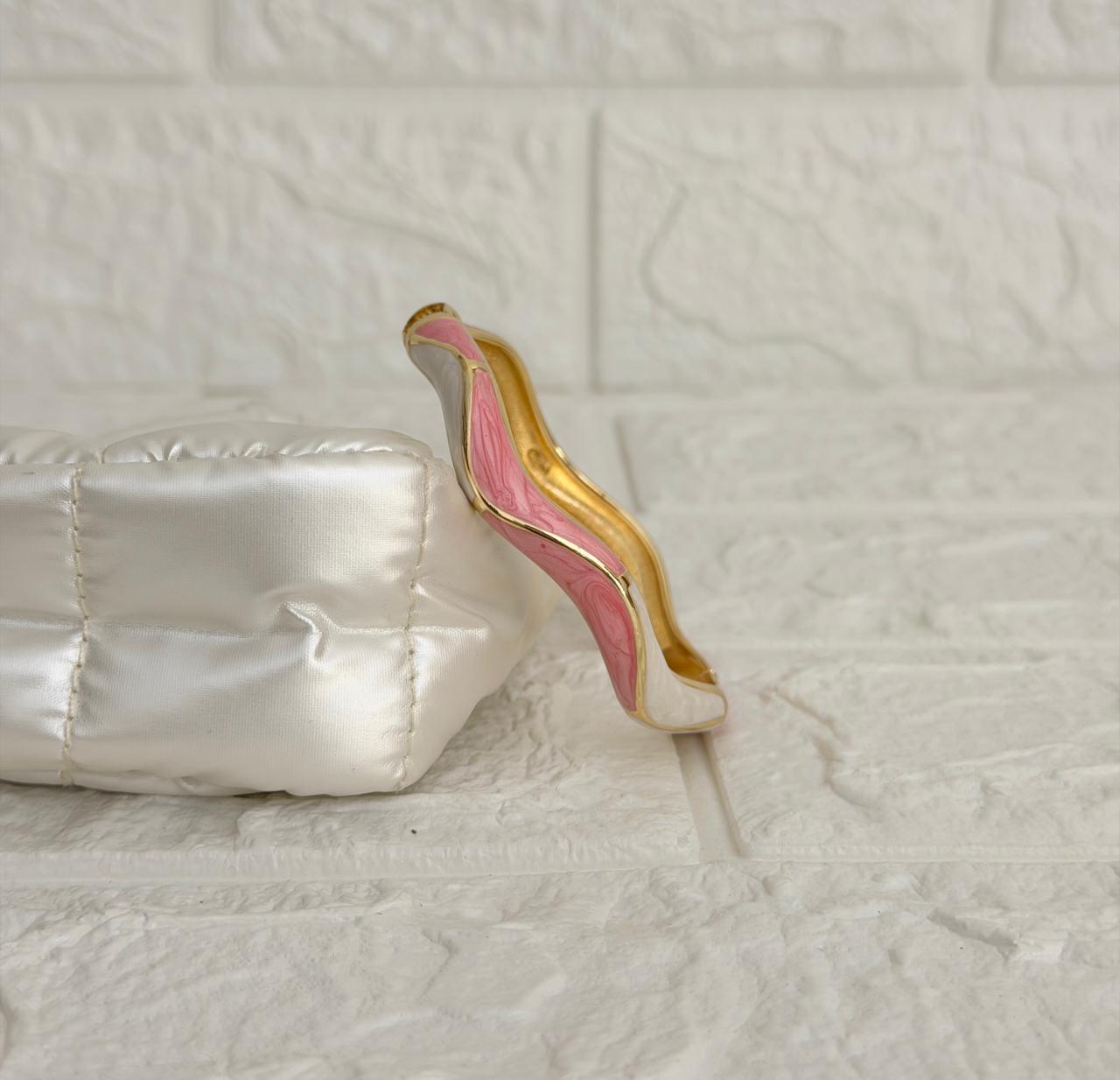 Leher Wave Enamel Kada - Pink Ivory