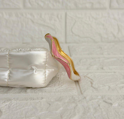 Leher Wave Enamel Kada - Pink Ivory