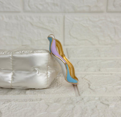 Leher Wave Enamel Kada - Sky Lavender Ivory