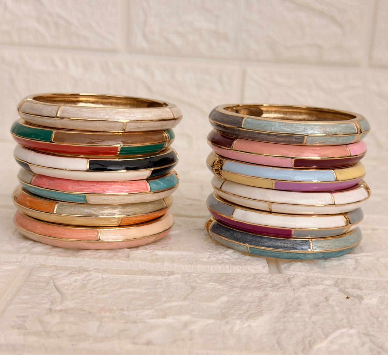 Linear Colour Block Enamel Kada in all available colours