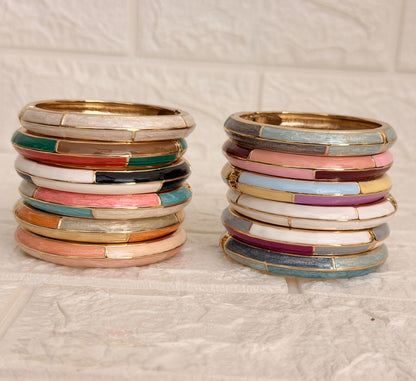 Linear Colour Block Enamel Kada in all available colours