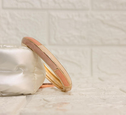 Linear Colour Block Enamel Kada - Blush Peach Ivory